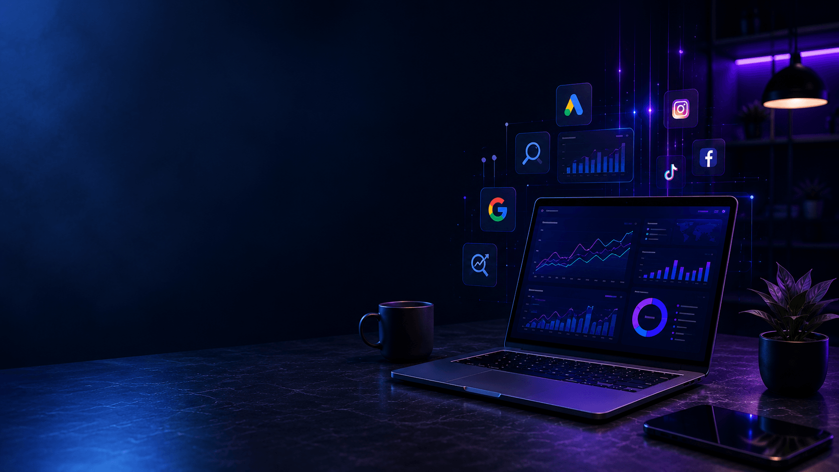 Dashboard de marketing digital cu statistici și campanii online